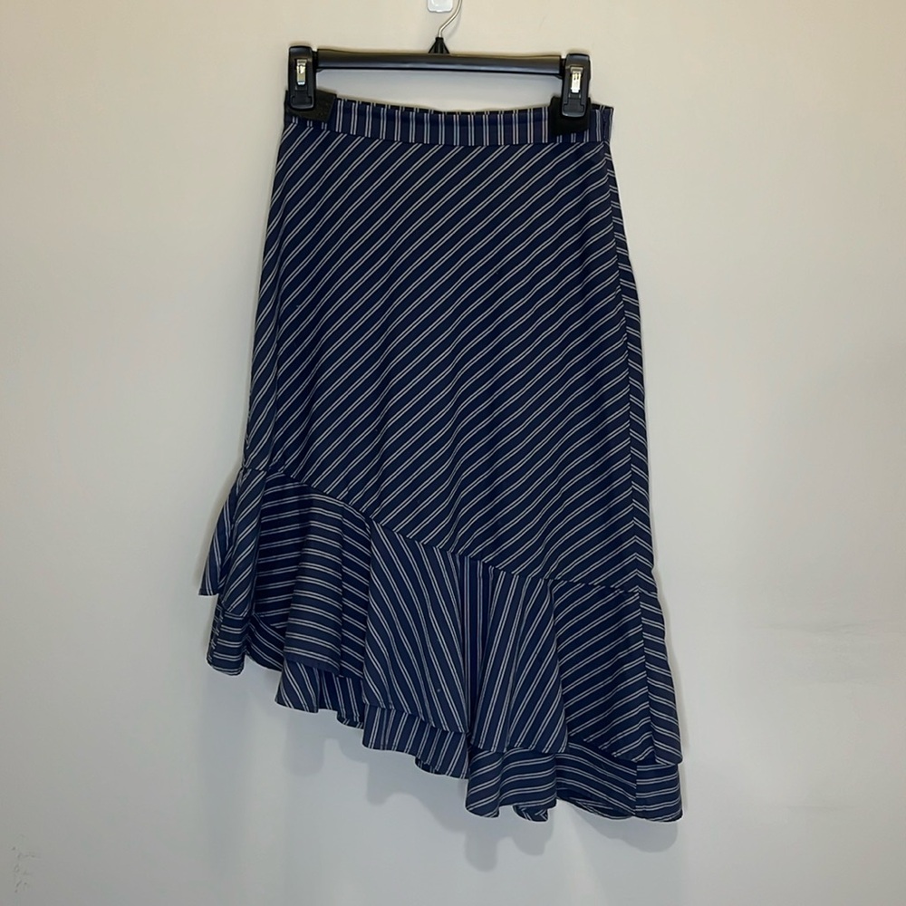 Joie Asymmetrical Striped Ruffle Skirt